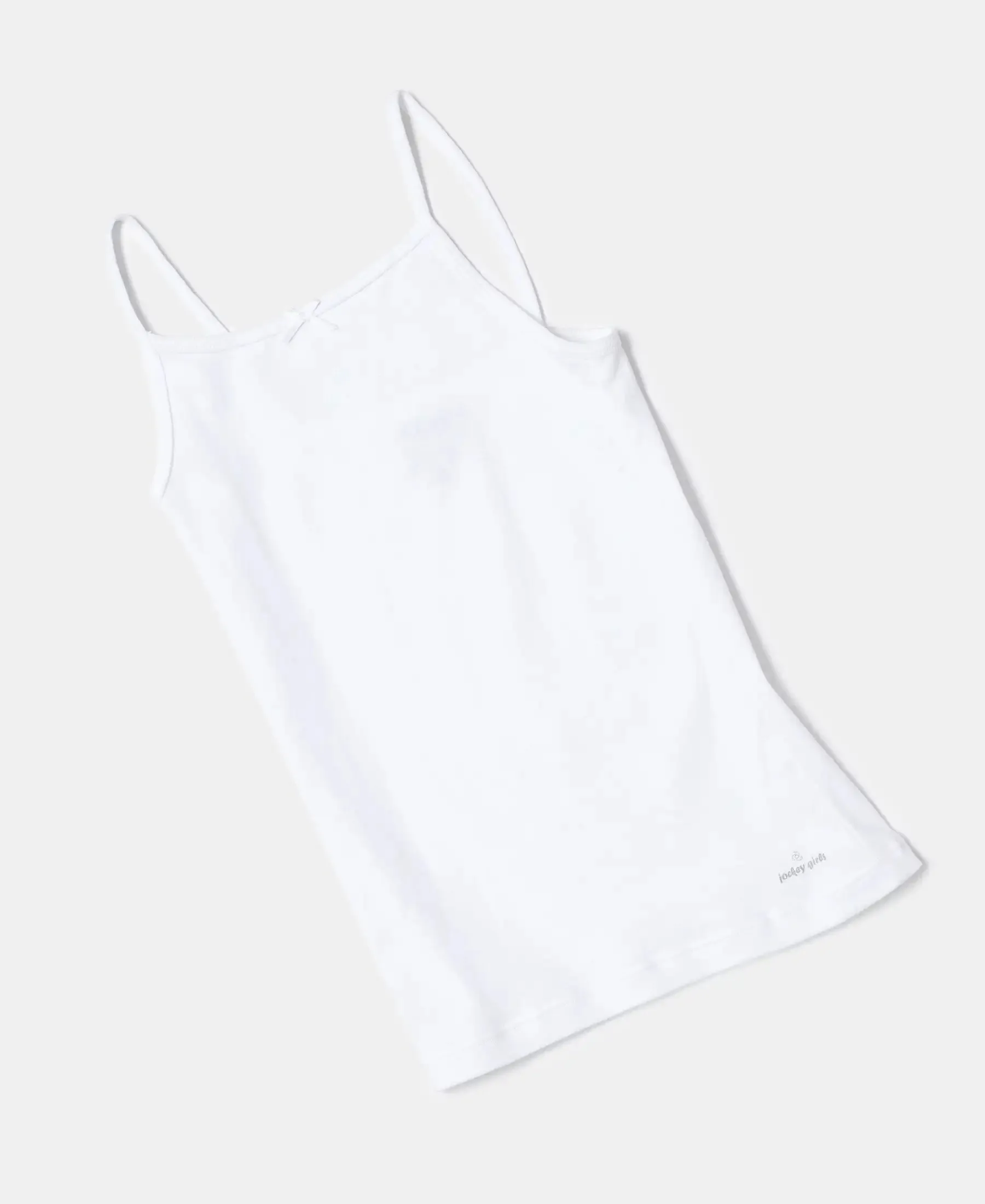 Super Combed Cotton Rib Fabric Camisole with Regular Straps - White