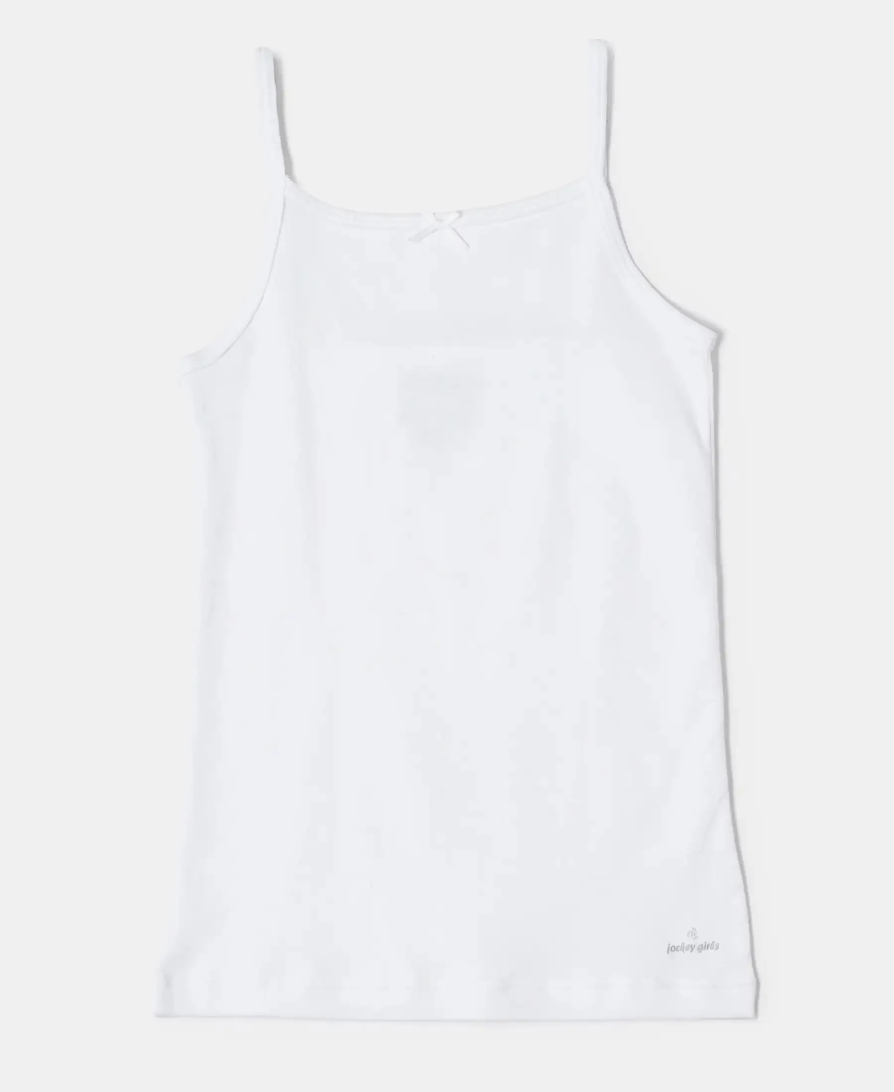 Super Combed Cotton Rib Fabric Camisole with Regular Straps - White