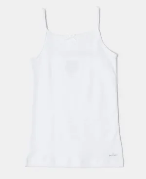 Super Combed Cotton Rib Fabric Camisole with Regular Straps - White