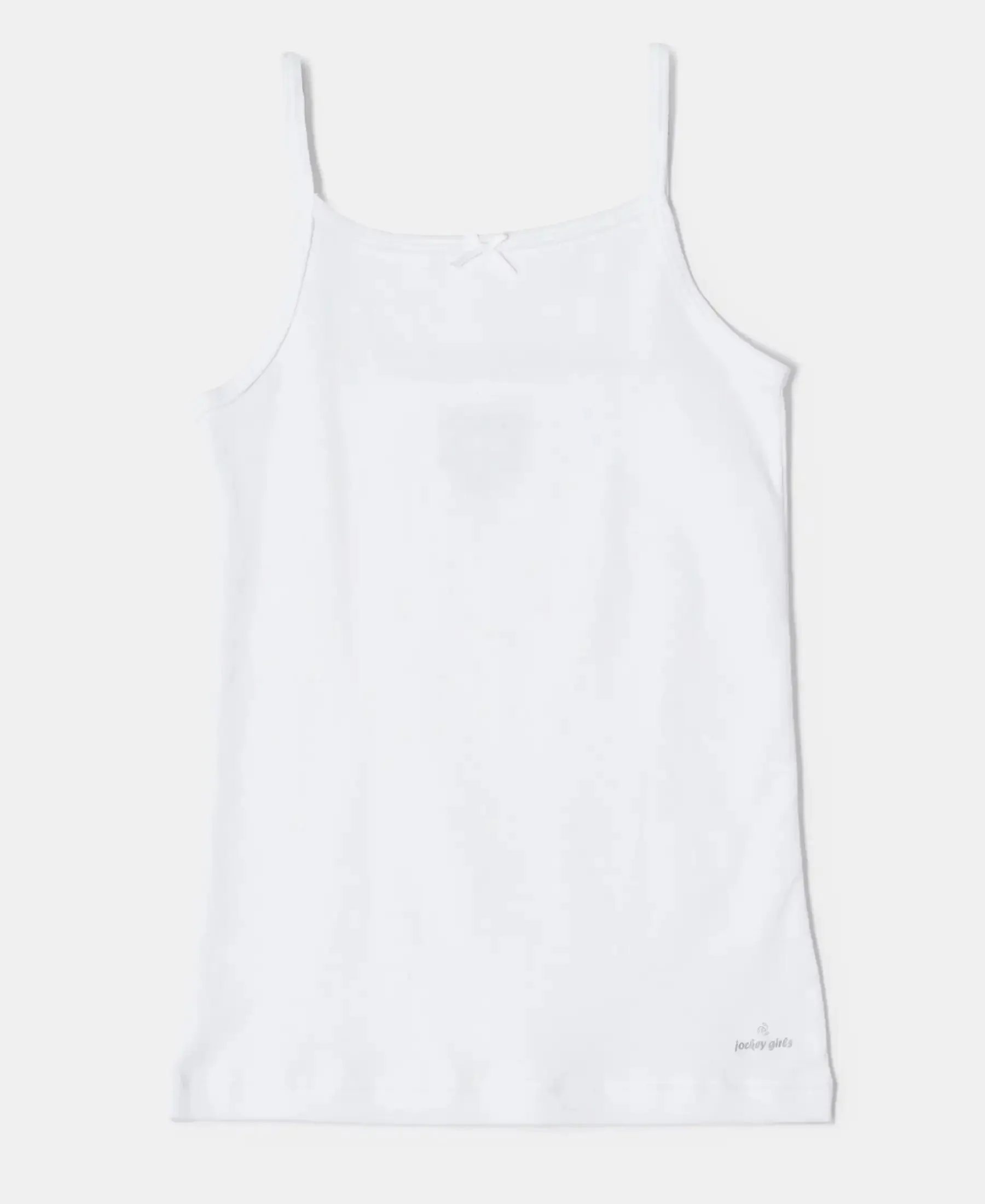 Super Combed Cotton Rib Fabric Camisole with Regular Straps - White