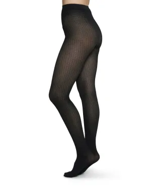 Swedish Stockings - Agnes Houndstooth 60 Denier Tights - Black