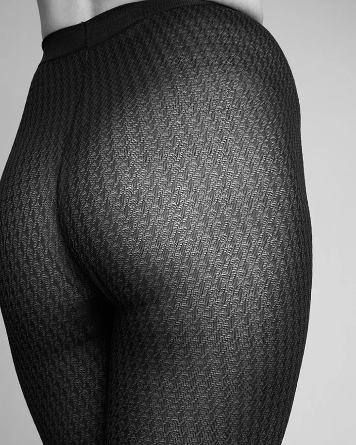 Swedish Stockings - Agnes Houndstooth 60 Denier Tights - Black