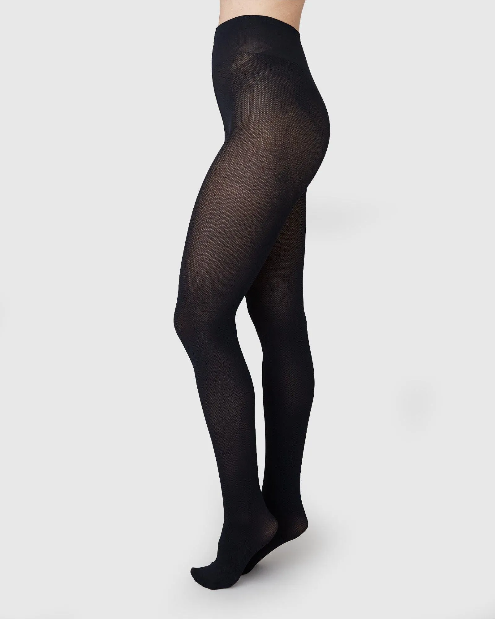 Swedish Stockings - Nina Fishbone 40 Denier Tights - Black