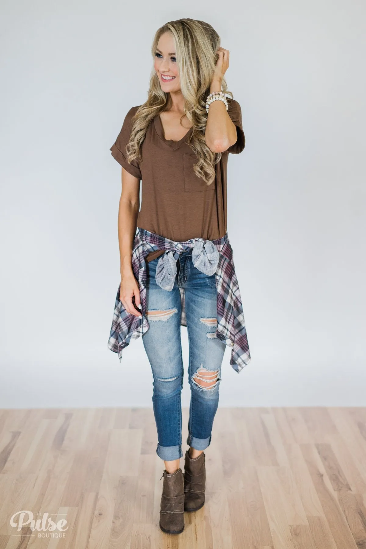 The Perfect Pocket Tee - Brown