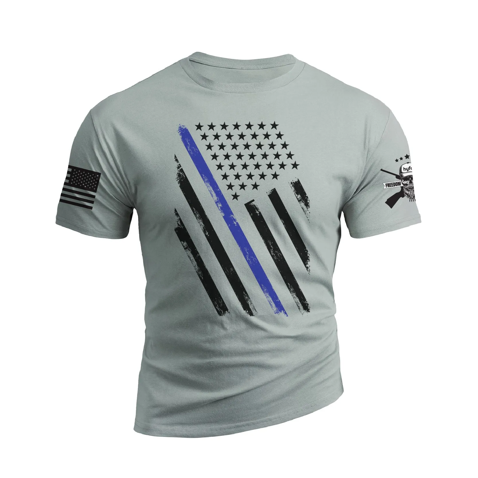 THIN BLUE LINE USA FLAG PATRIOTIC GRAPHIC TEE