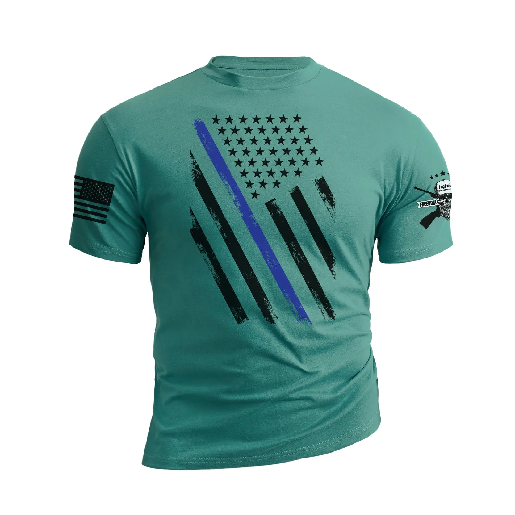 THIN BLUE LINE USA FLAG PATRIOTIC GRAPHIC TEE