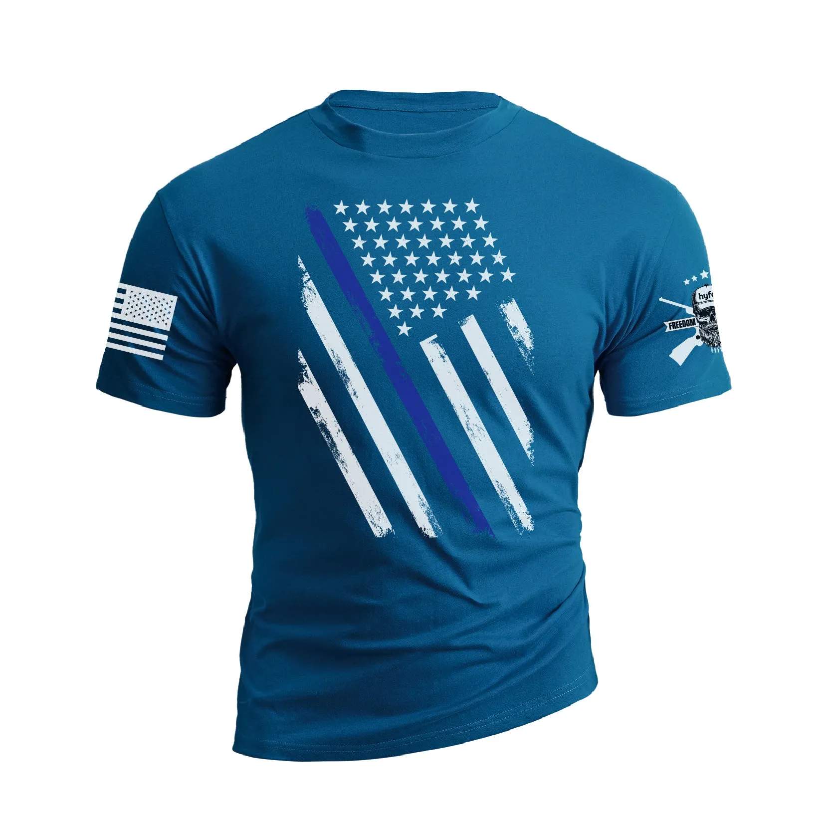 THIN BLUE LINE USA FLAG PATRIOTIC GRAPHIC TEE