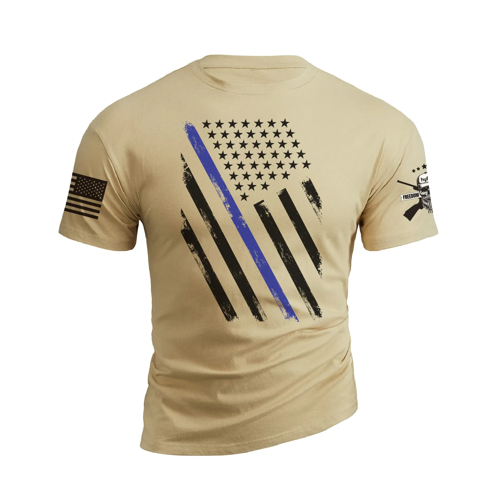 THIN BLUE LINE USA FLAG PATRIOTIC GRAPHIC TEE