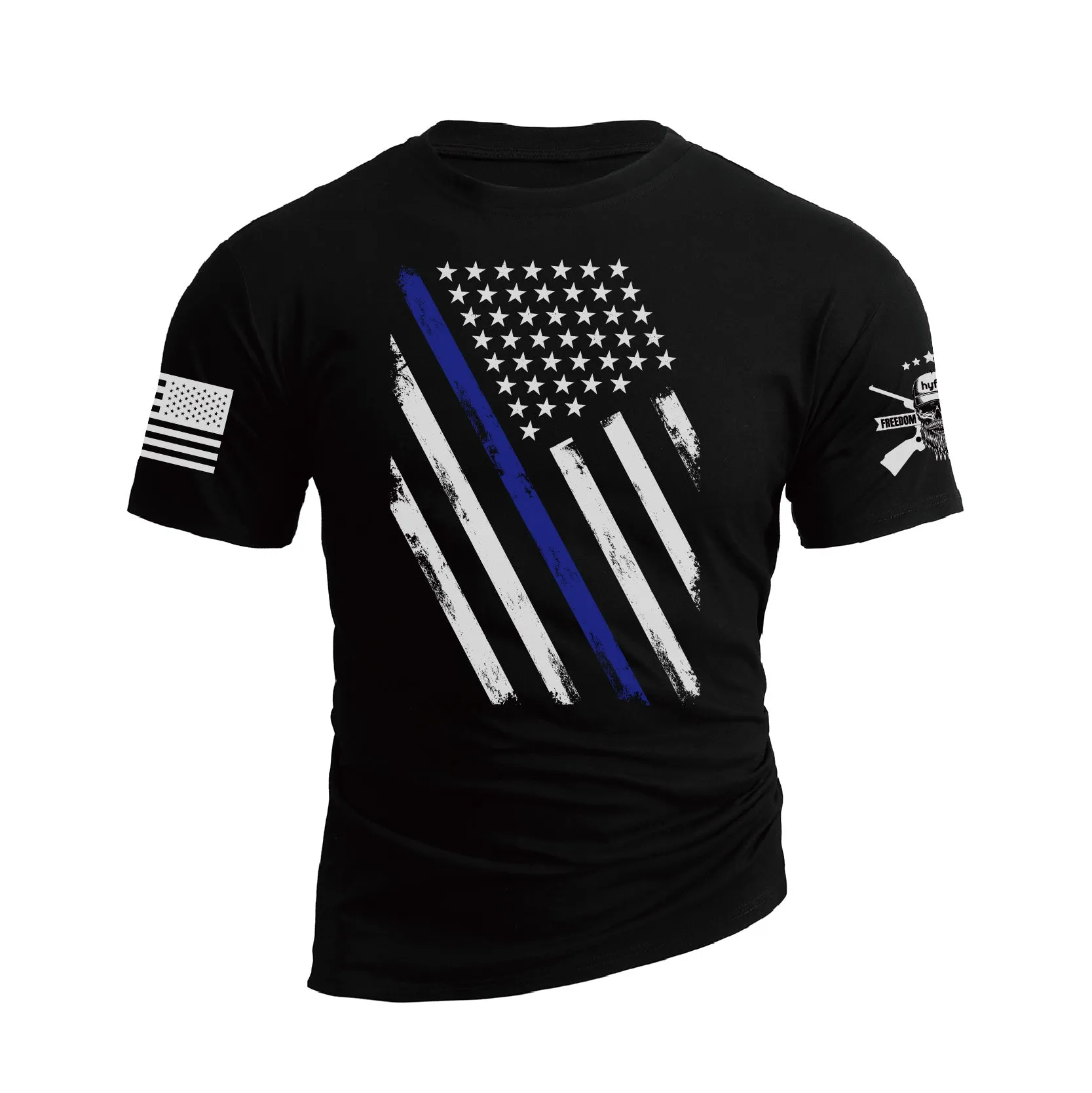 THIN BLUE LINE USA FLAG PATRIOTIC GRAPHIC TEE
