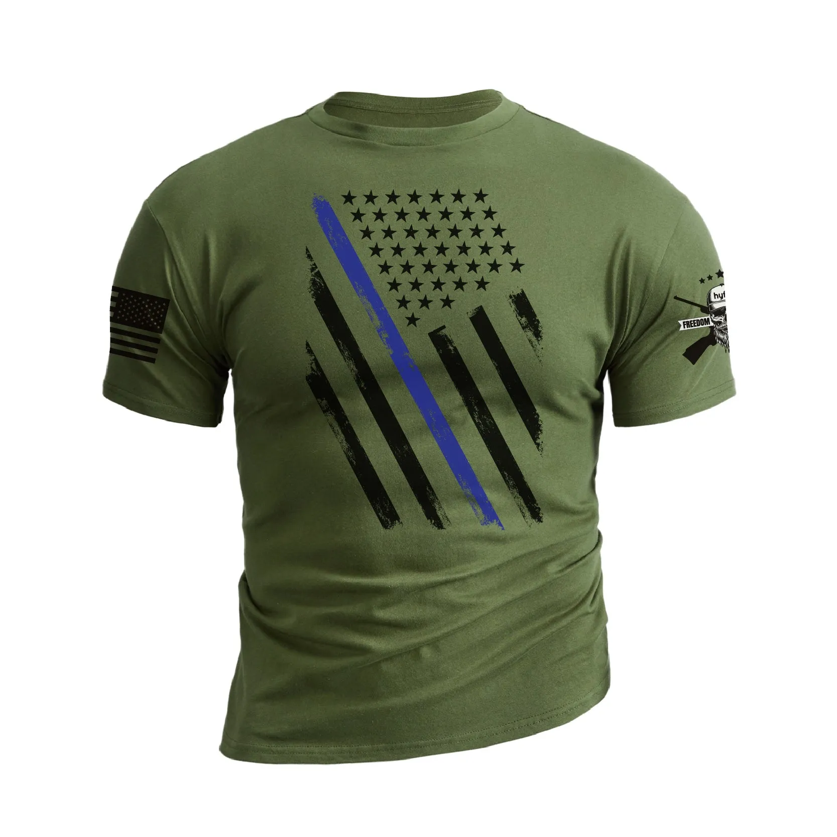THIN BLUE LINE USA FLAG PATRIOTIC GRAPHIC TEE