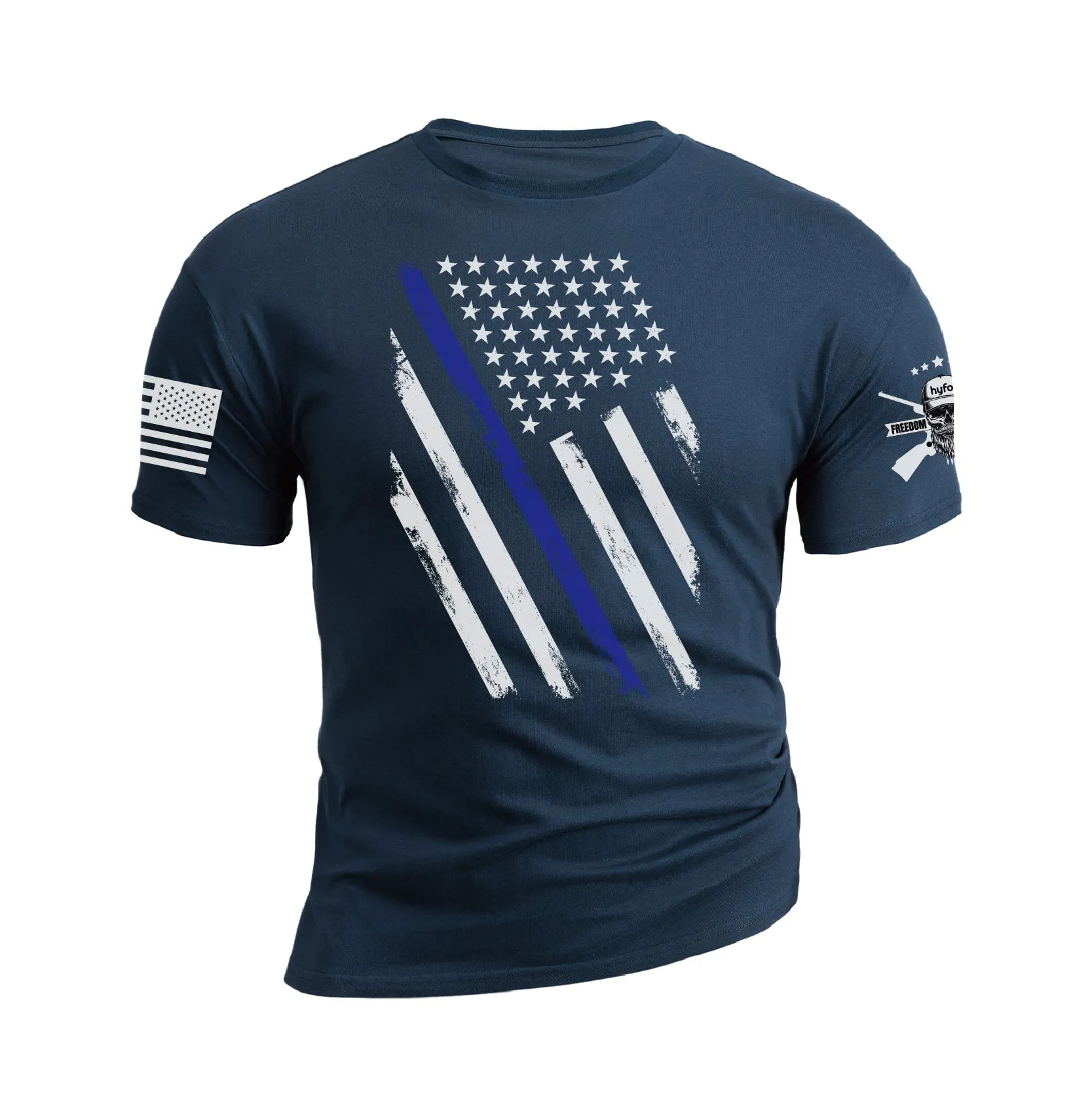THIN BLUE LINE USA FLAG PATRIOTIC GRAPHIC TEE