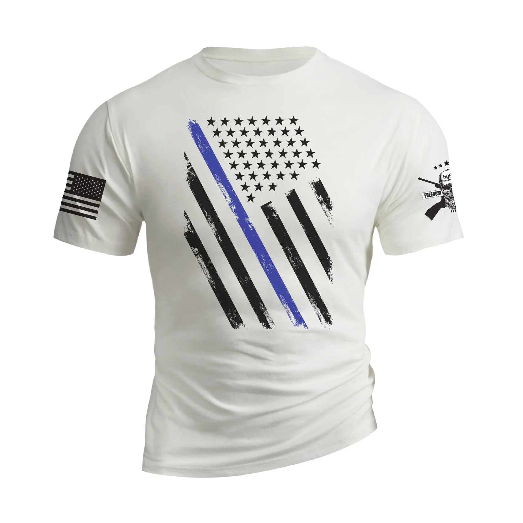 THIN BLUE LINE USA FLAG PATRIOTIC GRAPHIC TEE