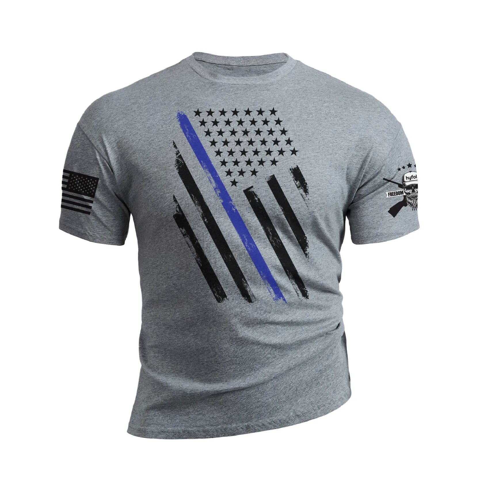 THIN BLUE LINE USA FLAG PATRIOTIC GRAPHIC TEE