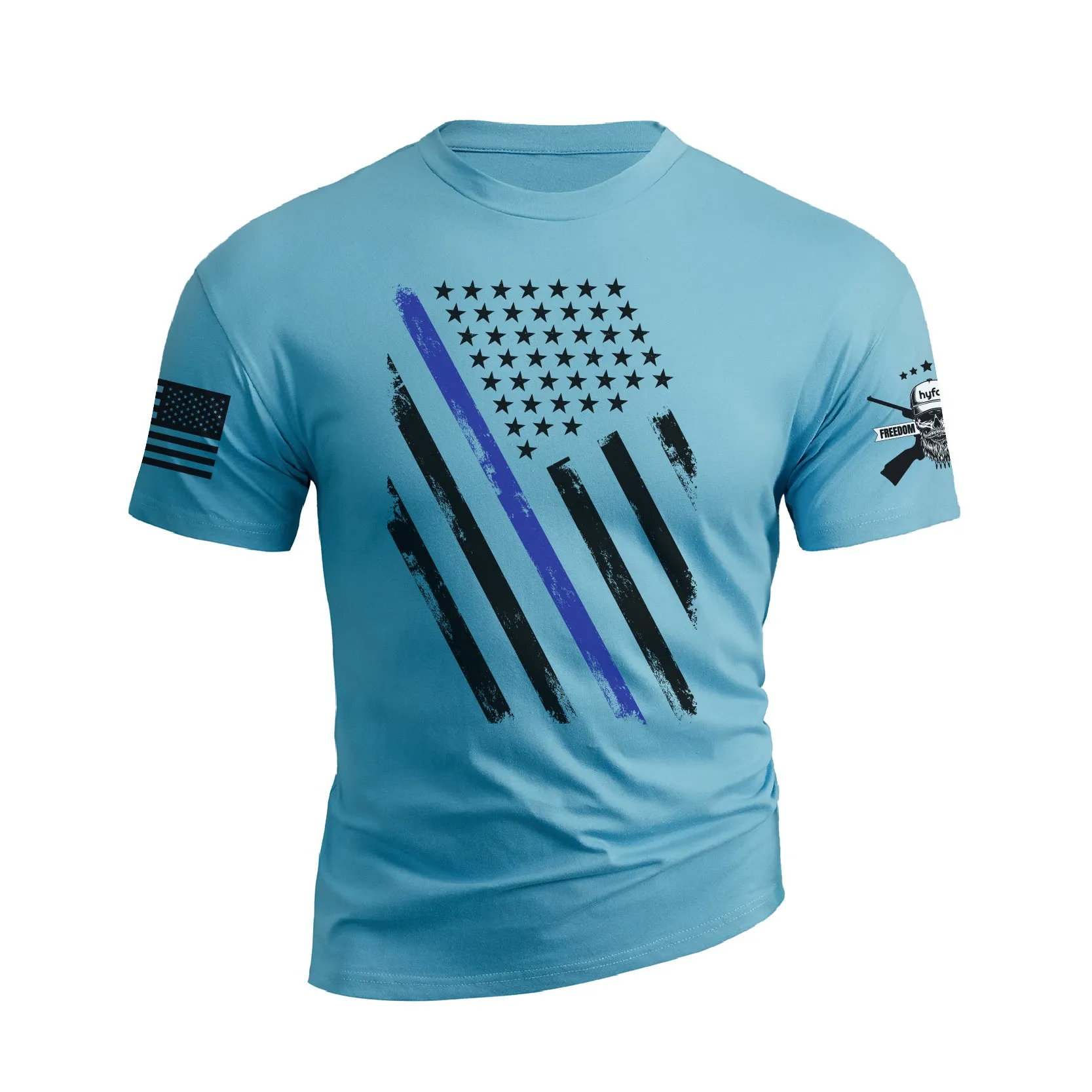 THIN BLUE LINE USA FLAG PATRIOTIC GRAPHIC TEE