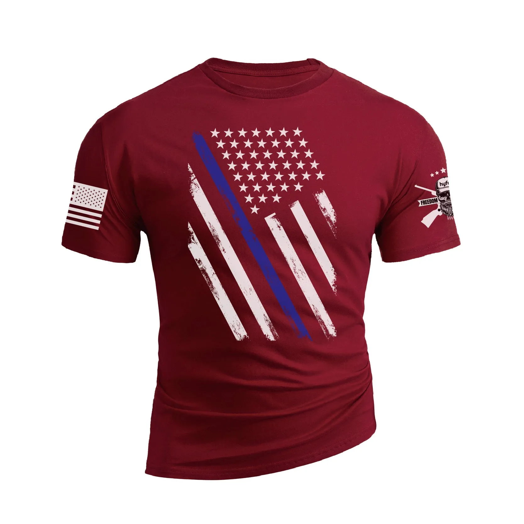 THIN BLUE LINE USA FLAG PATRIOTIC GRAPHIC TEE