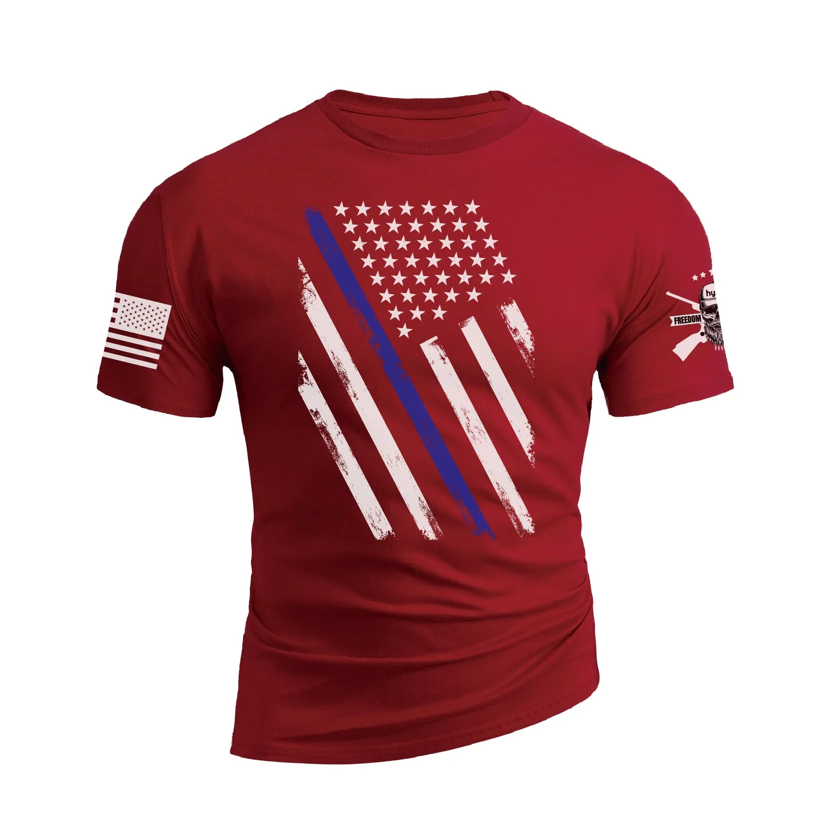 THIN BLUE LINE USA FLAG PATRIOTIC GRAPHIC TEE
