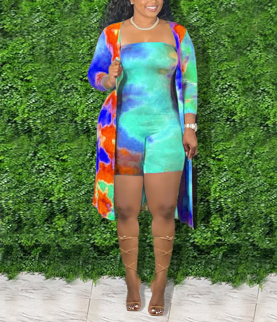 Tie-dye jumpsuit long sleeve suit AY1159