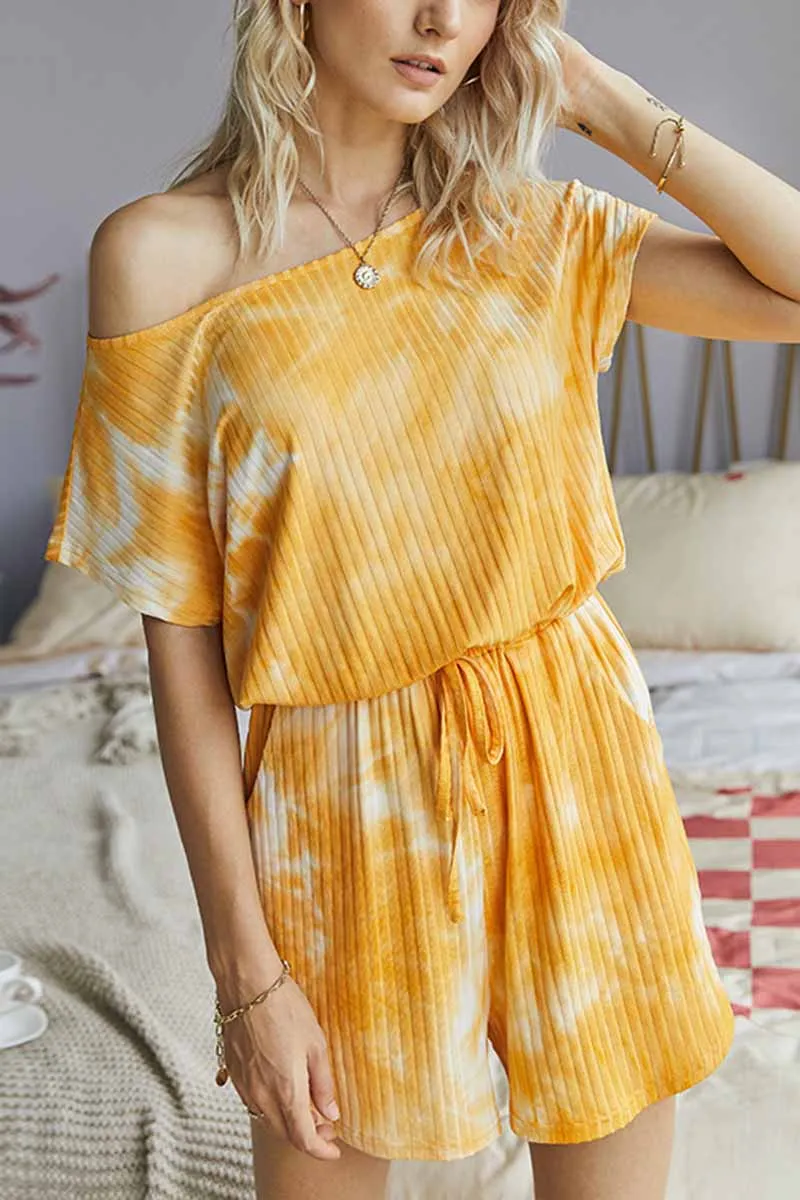 Tie-dye Striped Casual Rompers