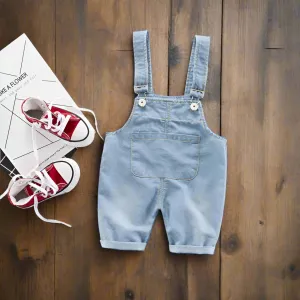 Unisex Light Blue Denim Overalls with Big Pocket for Kids Age 1 - 5 Years