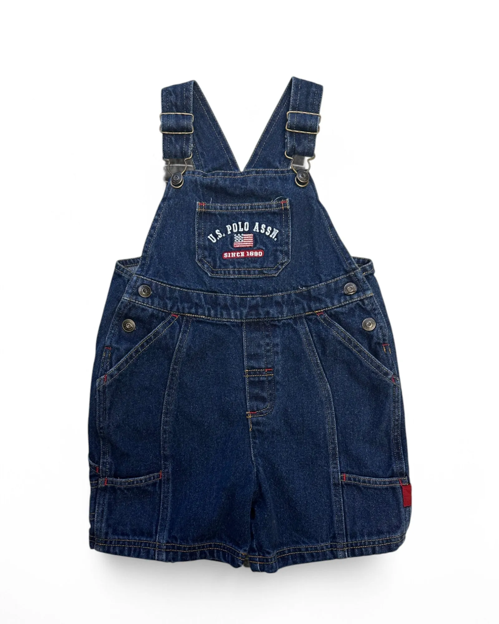 U.S Polo Association short dark wash denim toddler dungarees