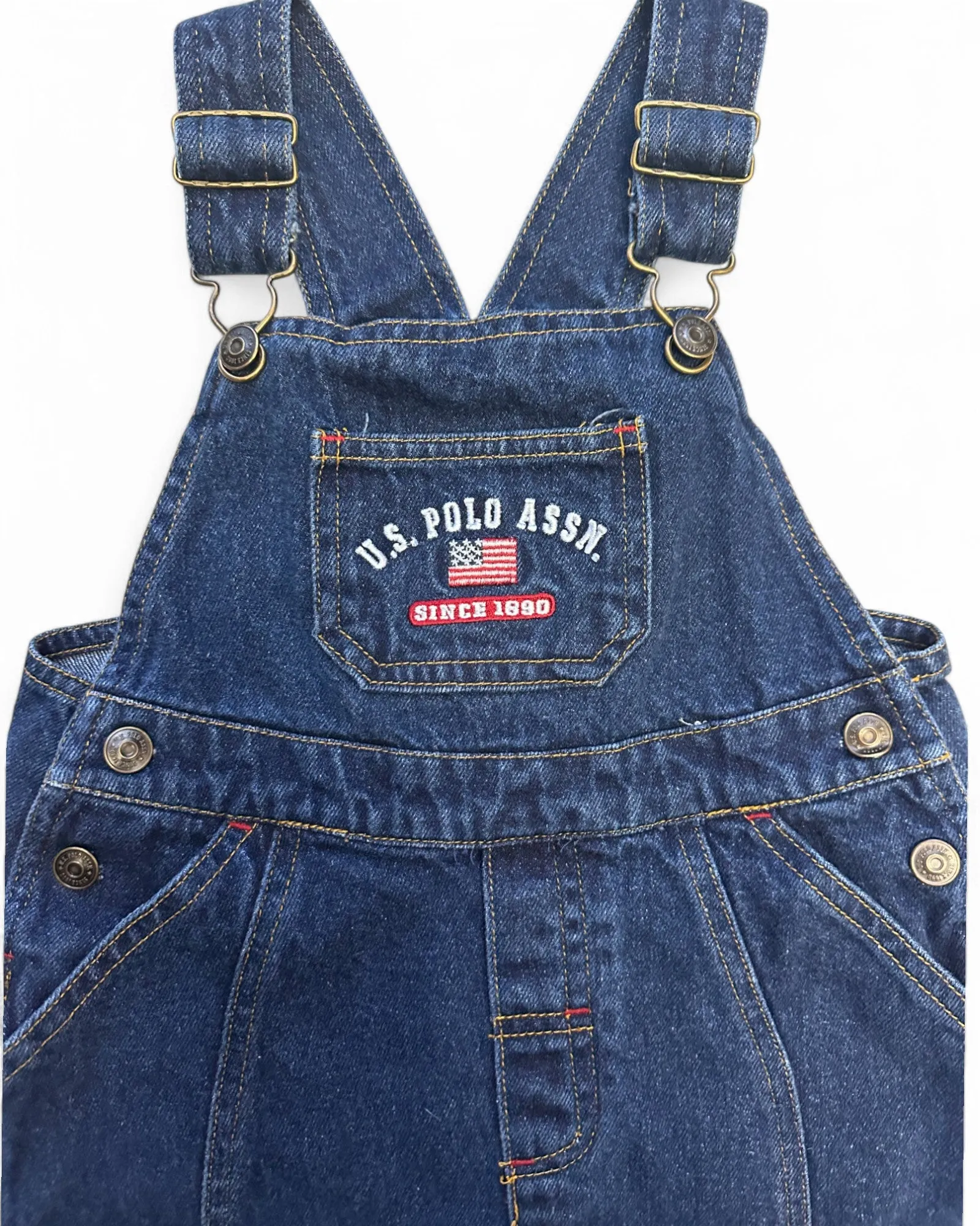 U.S Polo Association short dark wash denim toddler dungarees
