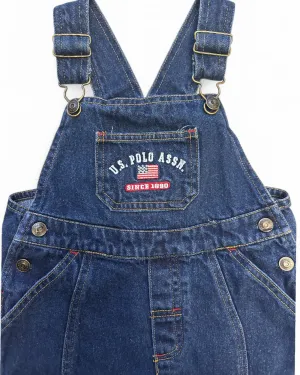 U.S Polo Association short dark wash denim toddler dungarees