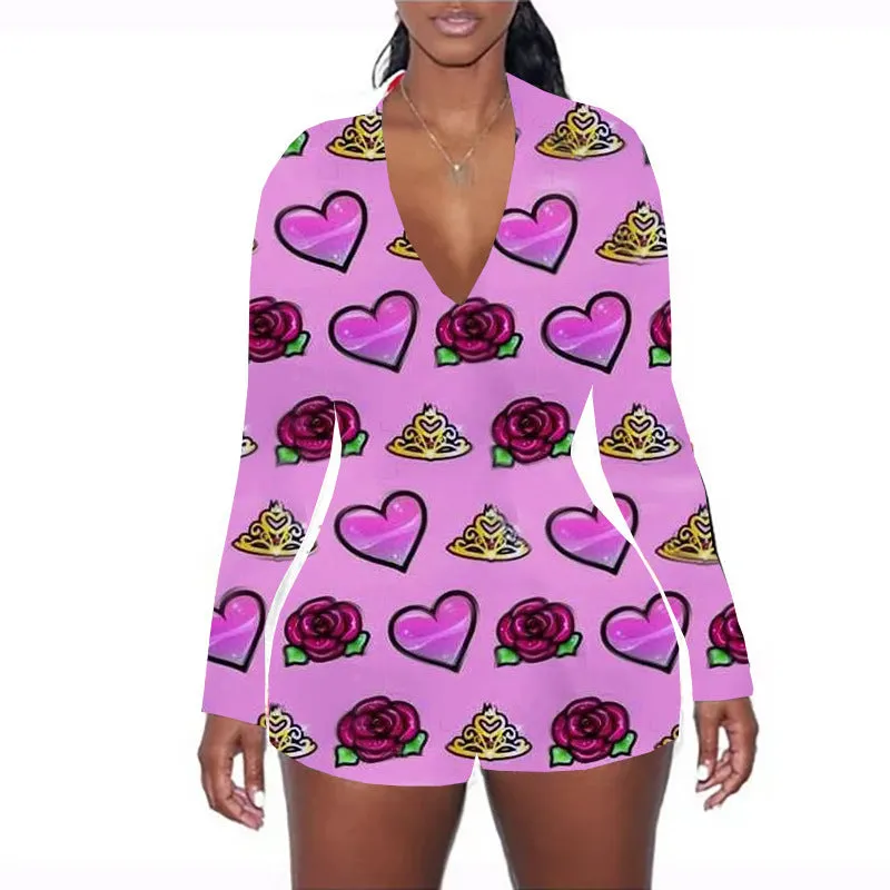 Valentine's Day rose print jumpsuit AH2033
