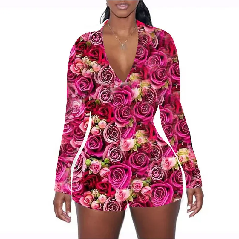 Valentine's Day rose print jumpsuit AH2033