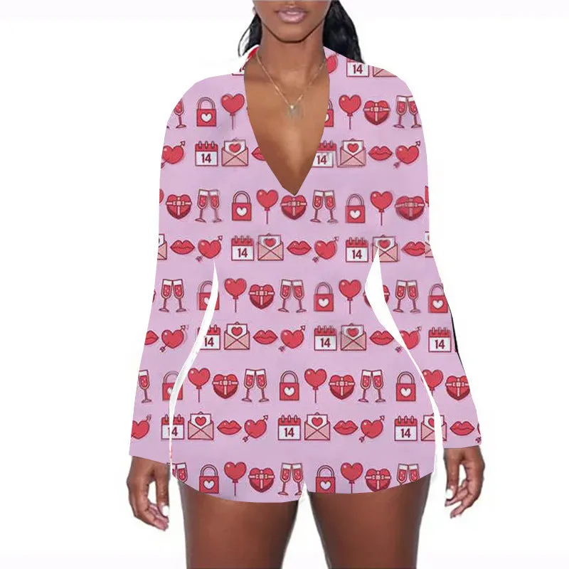 Valentine's Day rose print jumpsuit AH2033