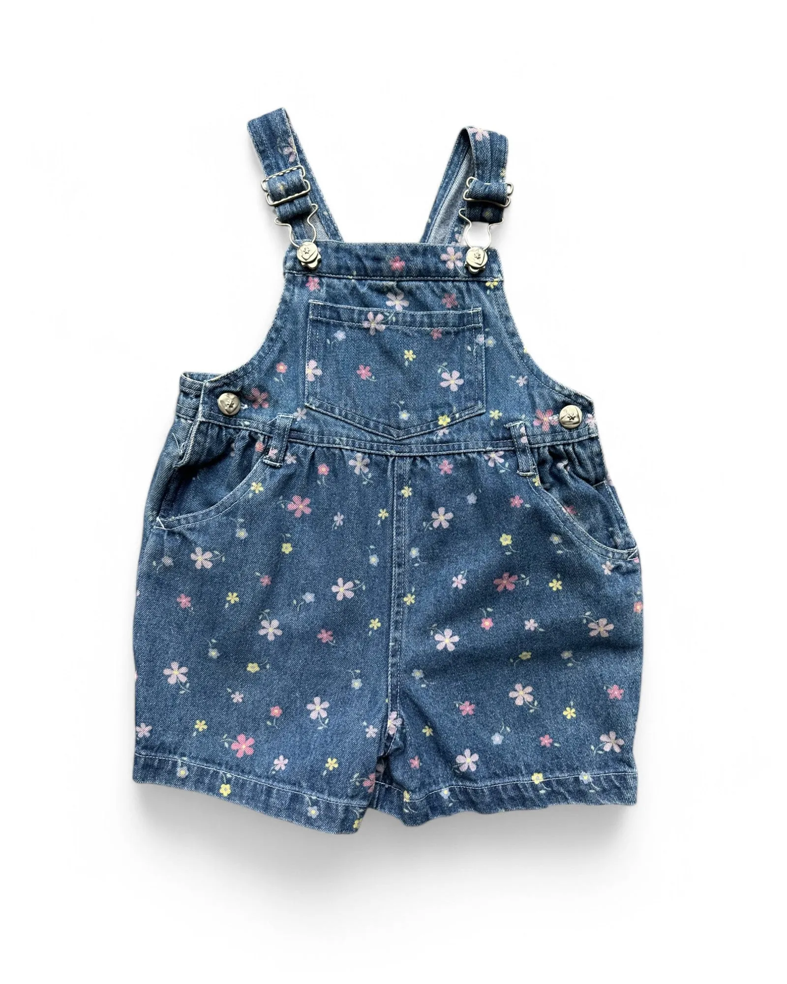 Vintage 90's floral print short toddler denim dungarees