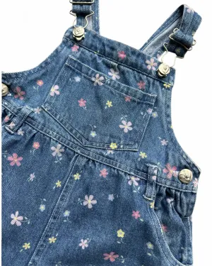 Vintage 90's floral print short toddler denim dungarees