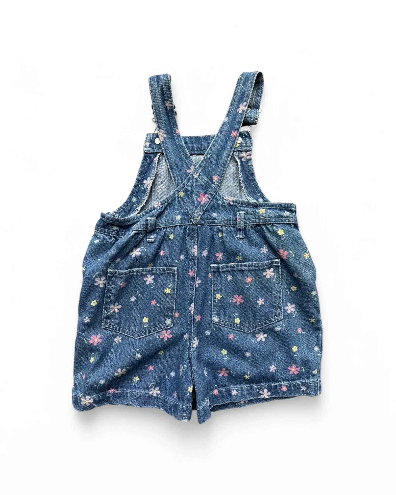 Vintage 90's floral print short toddler denim dungarees