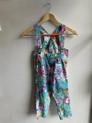 Vintage Guess Orange Floral Denim Overalls | Girls Size 6