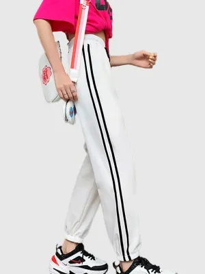 White Contrast Striped Jogger