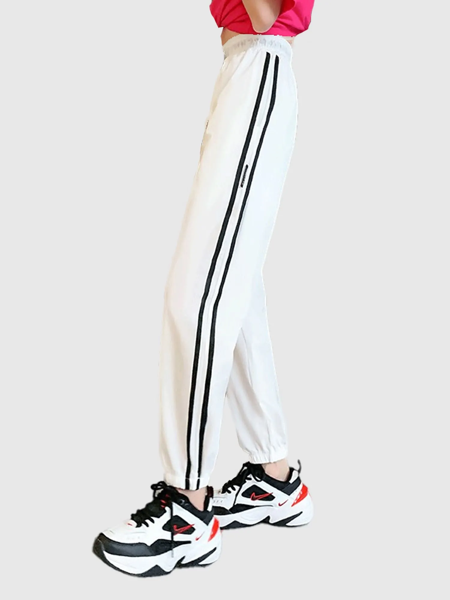 White Contrast Striped Jogger