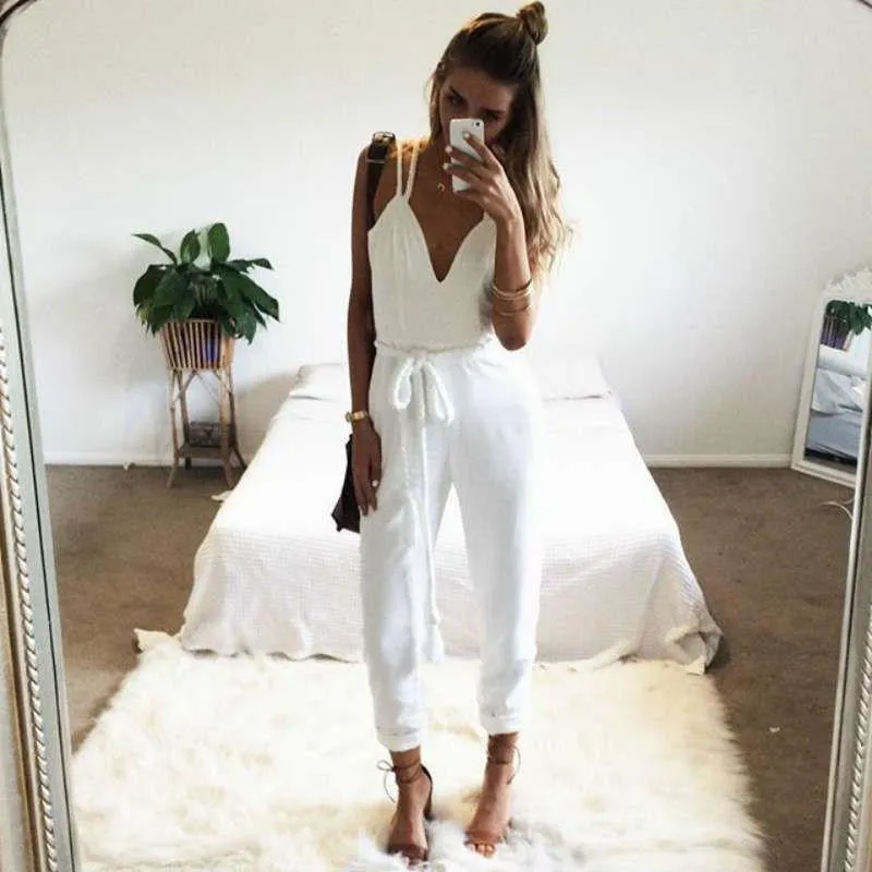 White Jumpsuit Rompers Womens Jumpsuit Overalls Elegant