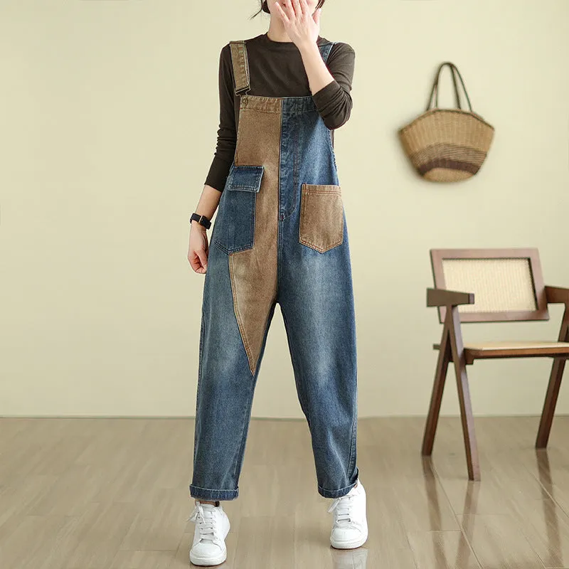 Wide Leg Denim Overalls