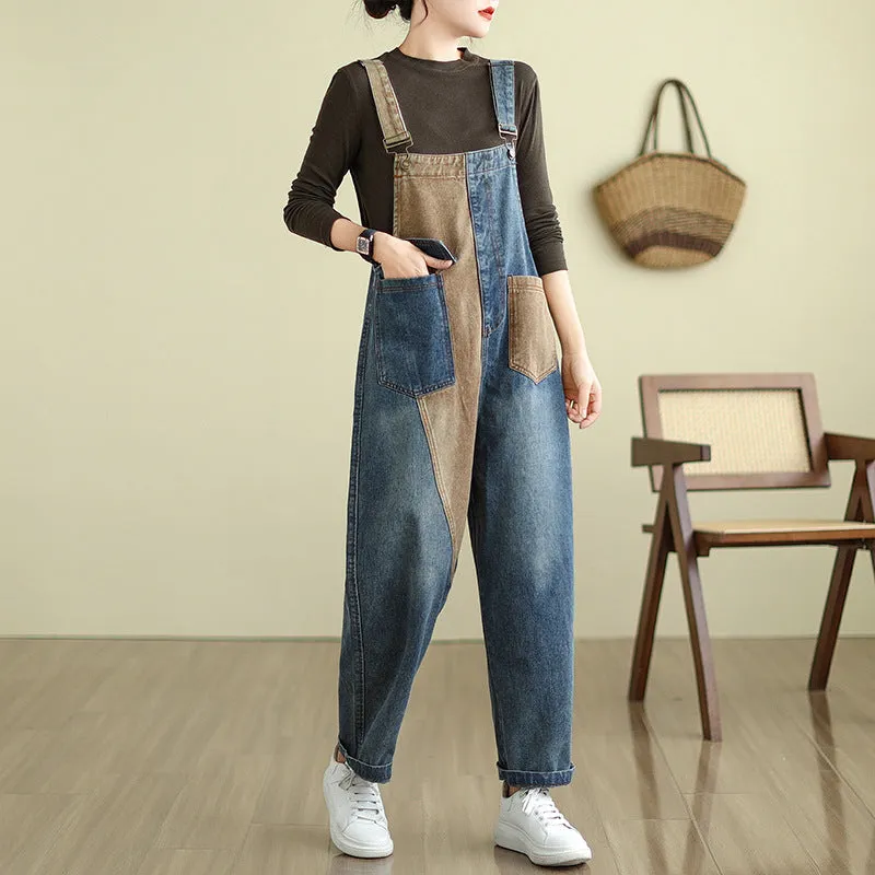 Wide Leg Denim Overalls