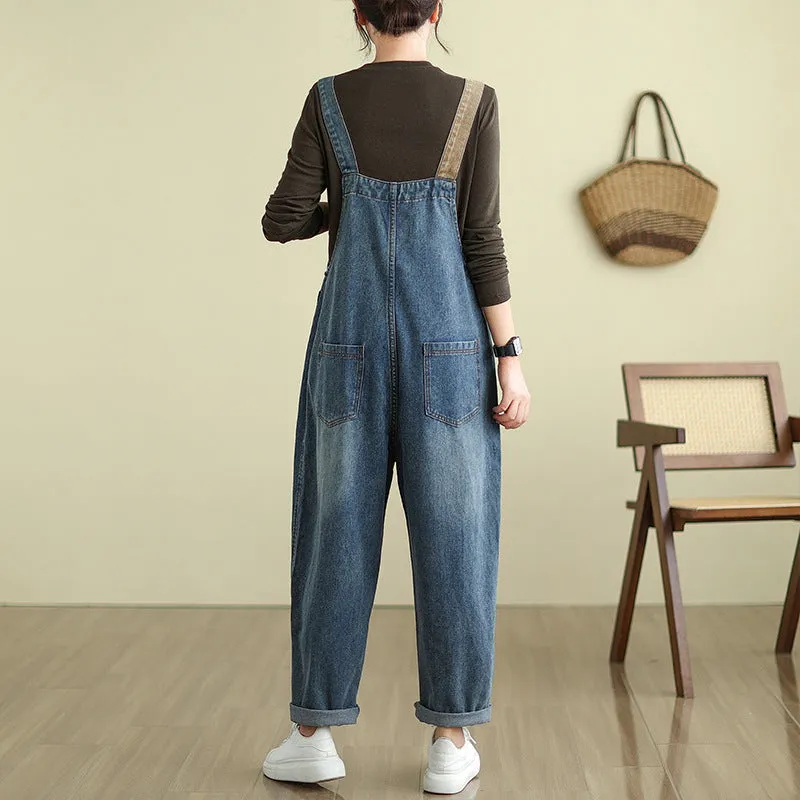 Wide Leg Denim Overalls