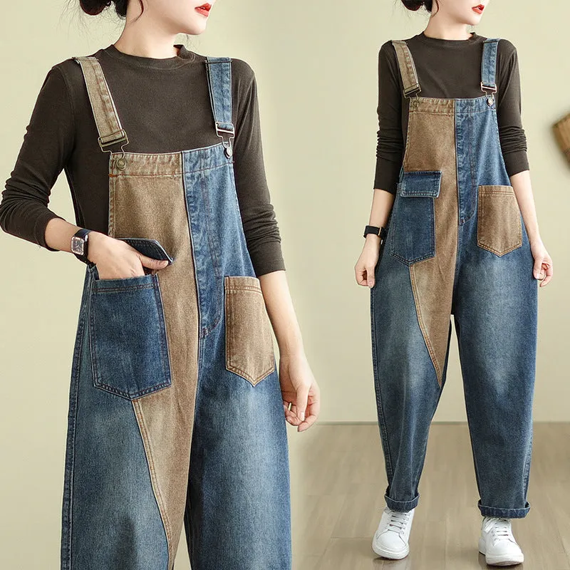 Wide Leg Denim Overalls
