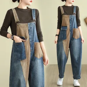Wide Leg Denim Overalls