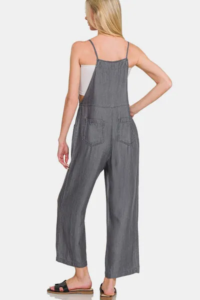 Wide Leg Thin Strap Denim Overalls