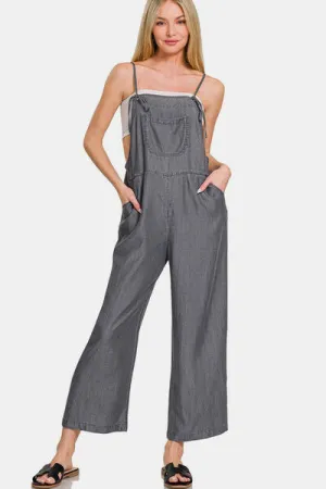 Wide Leg Thin Strap Denim Overalls