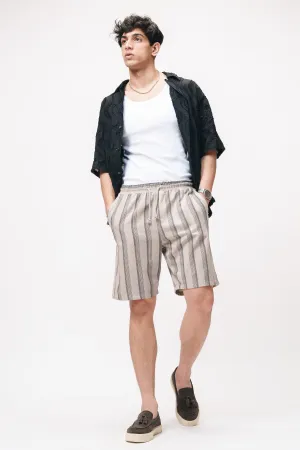 Wistful White Striped Men's Bermuda Shorts