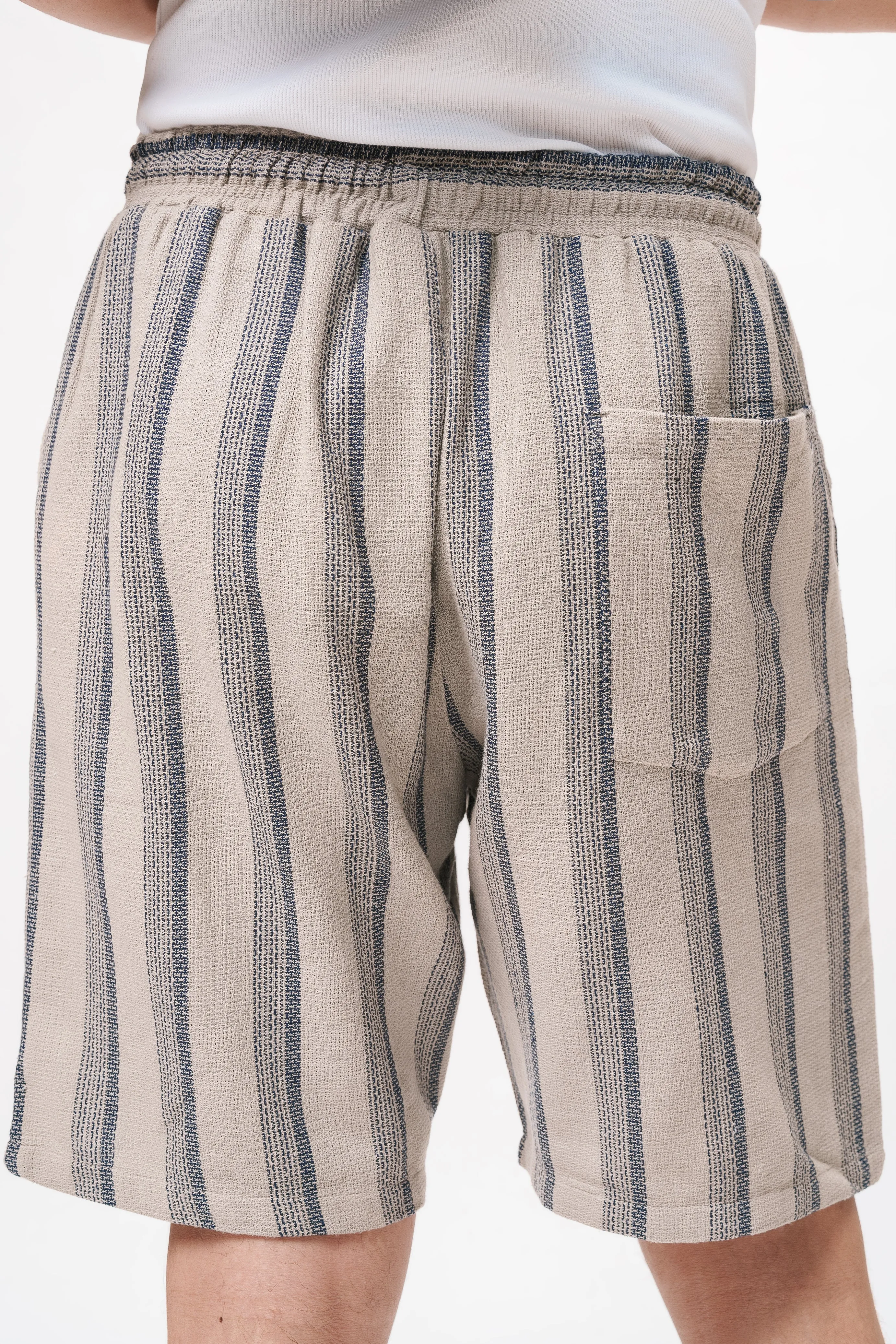 Wistful White Striped Men's Bermuda Shorts