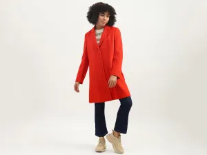 Women Solid Lapel Collar Coat