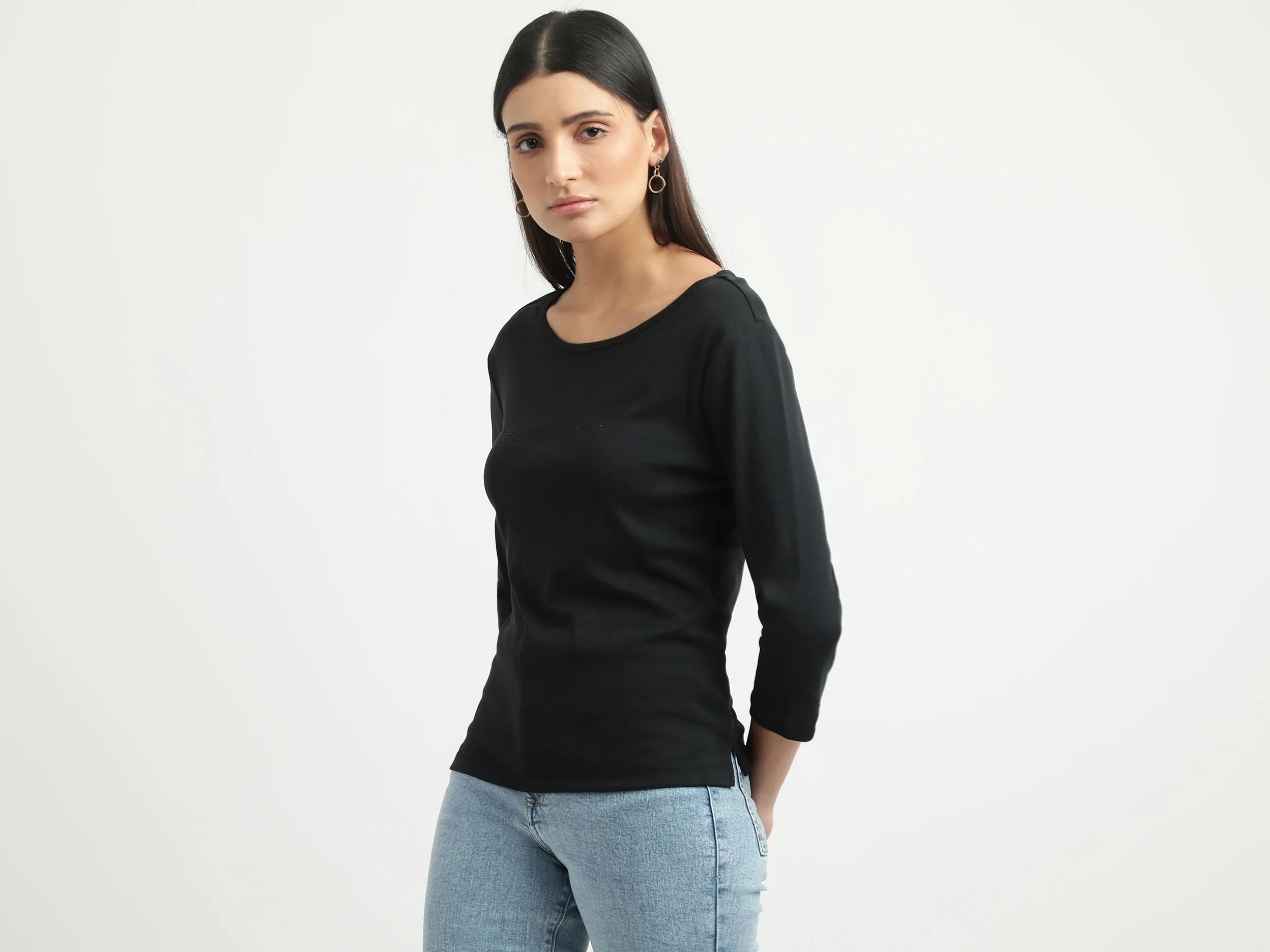Women Solid Round Neck Top