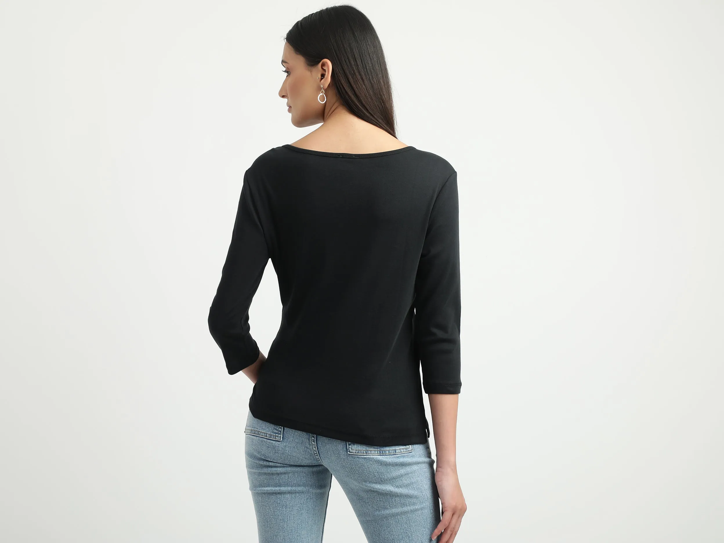 Women Solid Round Neck Top