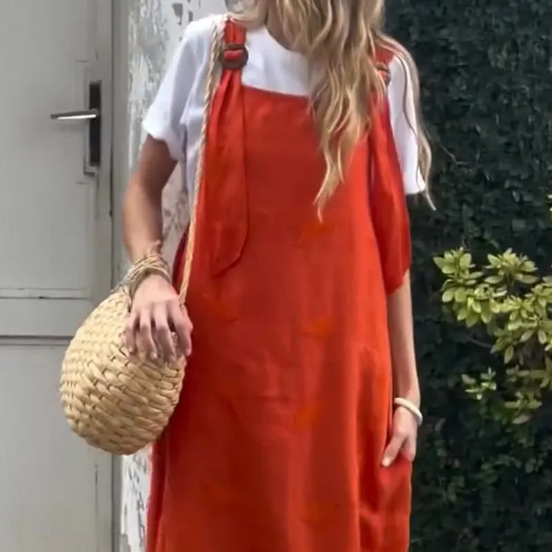 Women's  Sleeveless Overalls Dress & White T-Shirt