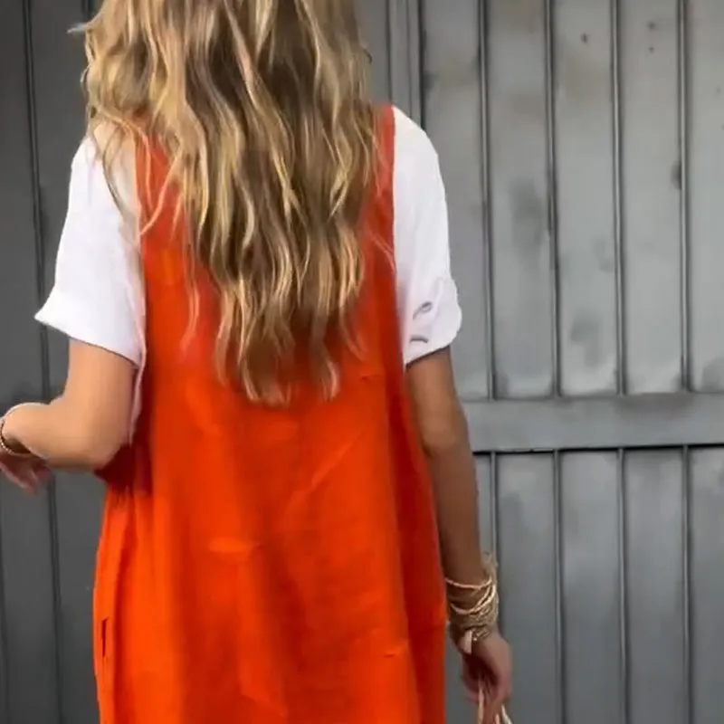 Women's  Sleeveless Overalls Dress & White T-Shirt